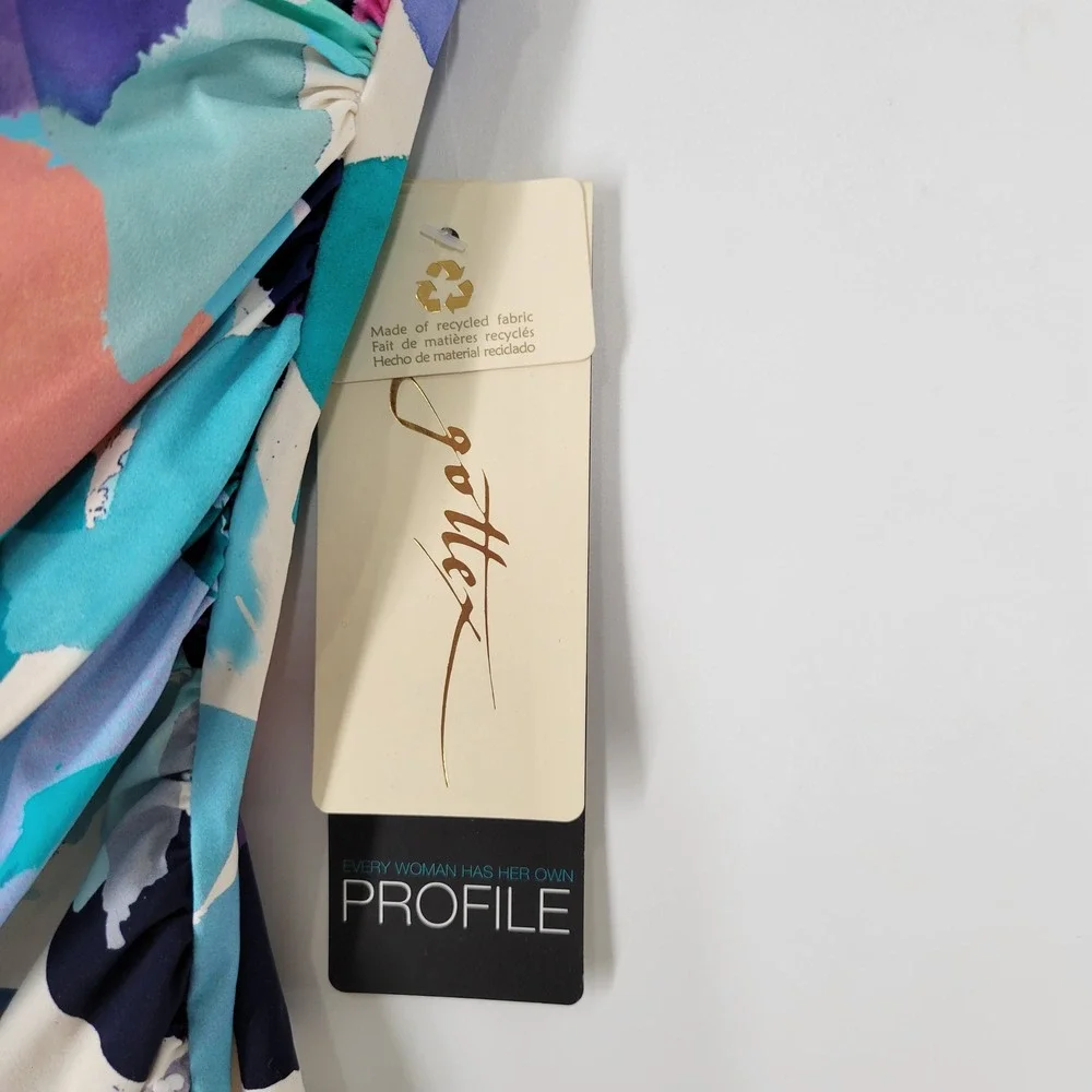 Profile by Gottex Holi Abstract Floral Print Criss Cross Tankini Swim Top 22W - Picture 6 of 8